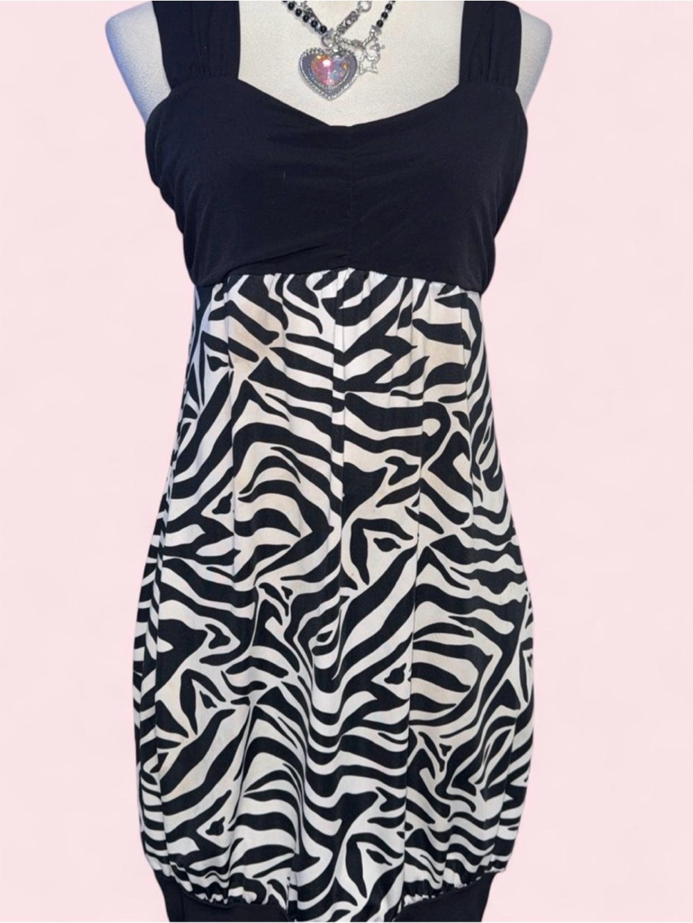 French Atmosphere Black and White Zebra Midi Dress
